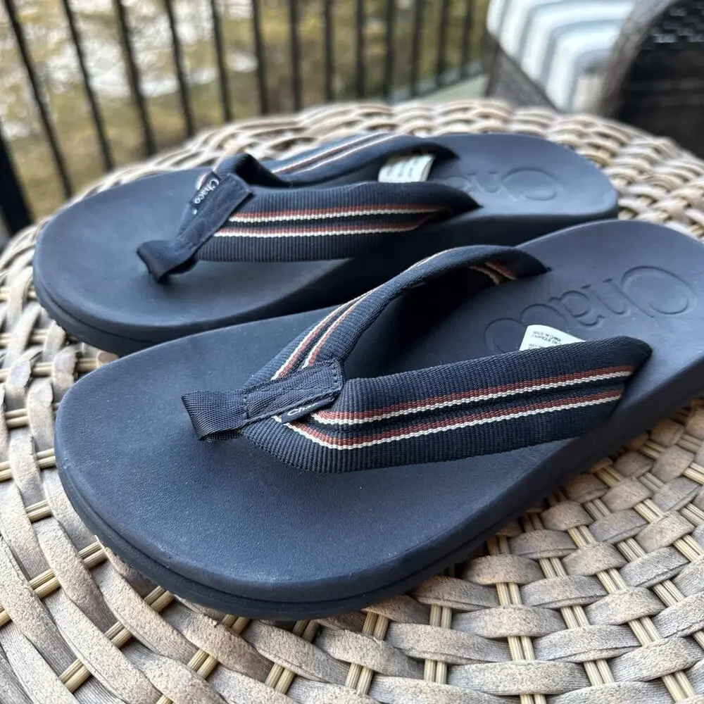 CHACO CHILLOS Flip Flop Navy Slip-On Arch-Support Beach Sandal Men's 7 US 40 EU